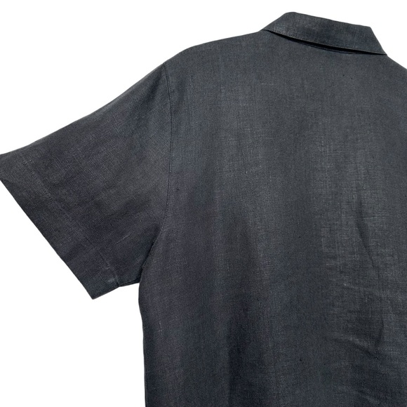 CHICO’S 100% Linen Black Boxy Fit Minimalist Button Down Top Size 1 - Picture 4 of 9
